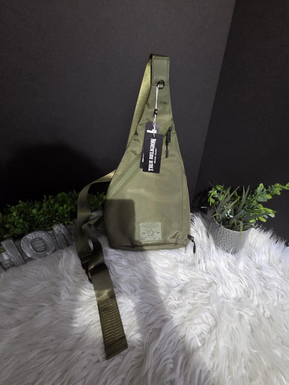 NEW True Religion Olive Green Tactical Sling Bag Single-strap Crossbody. Unisex